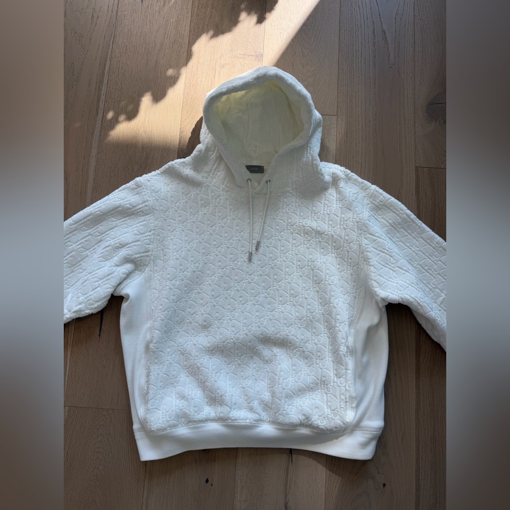 Dior oblique monogram hoody hooded sweatshirt sz XXL white 113J631A0684 slim